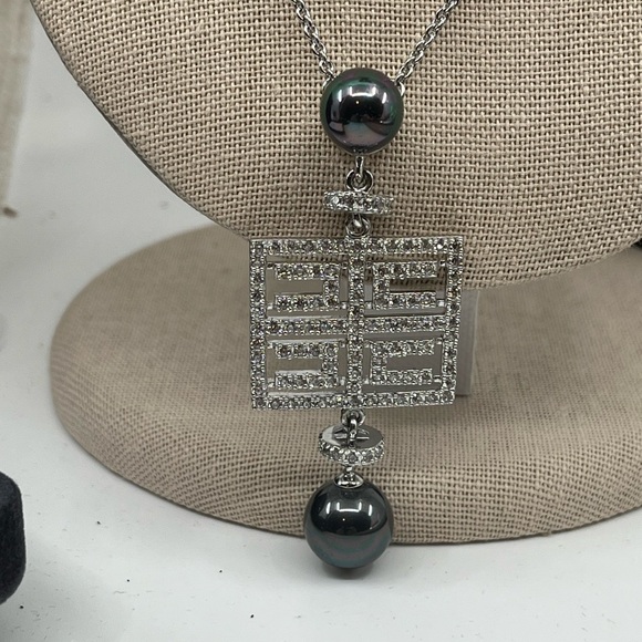 Joseph Esposito 925 Diamonique Necklace with Black Cultured Pearls – 18-20" - Picture 3 of 16